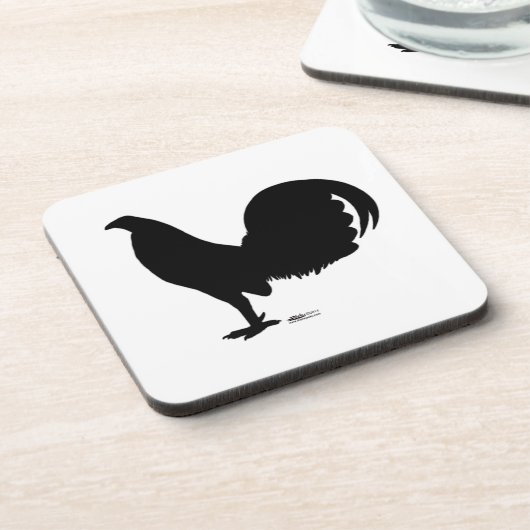 Gamecock Rooster Silhouette Bier Onderzetter (Linkerzijde)