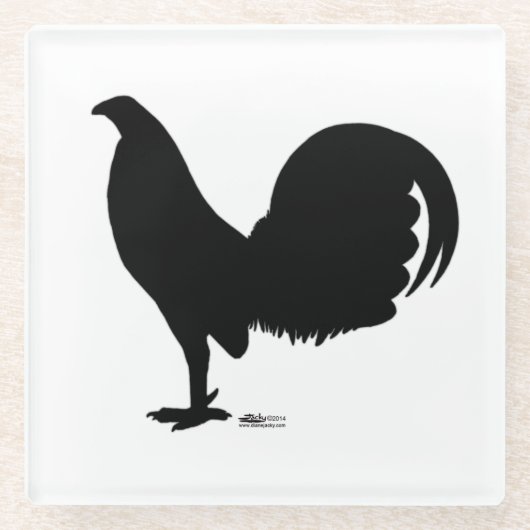Gamecock Rooster Silhouette Glazen Onderzetter (Voorkant)