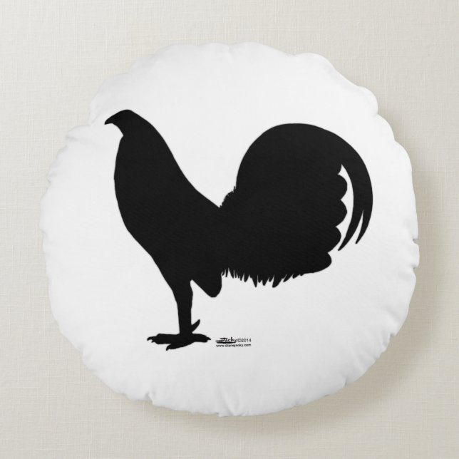 Gamecock Rooster Silhouette Rond Kussen (Voorkant)