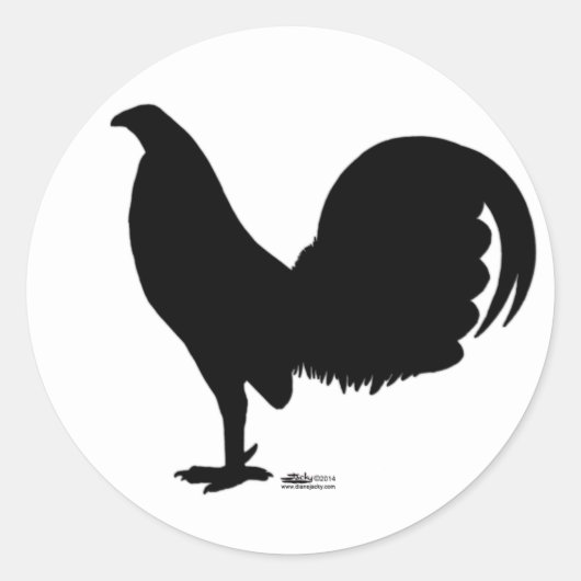 Gamecock Rooster Silhouette Ronde Sticker (Voorkant)
