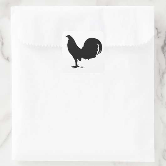 Gamecock Rooster Silhouette Vierkante Sticker (Tas)
