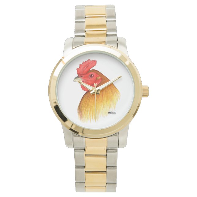 Gamecock Stag Pea Comb Horloge (Voorkant)