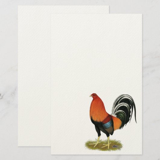 Gamecock Wheaten Rooster Briefpapier (Voorkant / Achterkant)