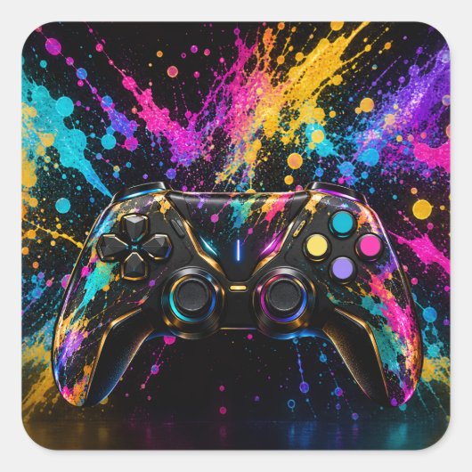 Gamecontroller Vierkante Sticker (Voorkant)