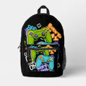 Gamecontrollers Graffiti Gamen Geboren om te Spel Bedrukte Rugzak (Voorkant)