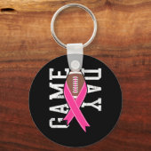 Gamedag - Borstkanker - Roze Football R Sleutelhanger (Voorkant)