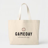 "GameDay" aangepaste honkbal league naam Grote Tote Bag (Voorkant)