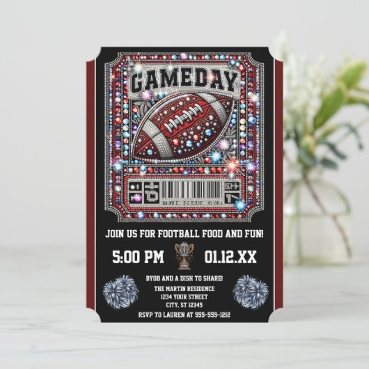 Gameday Bling Football Party Big Game Bowl Game Kaart (Staand voorkant)