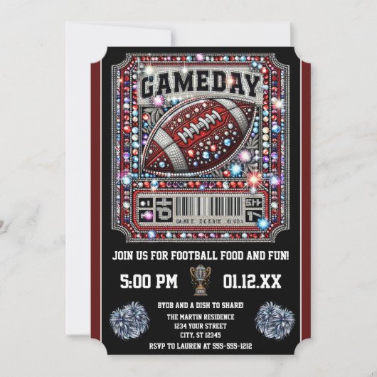 Gameday Bling Football Party Big Game Bowl Game Kaart (Voorkant)