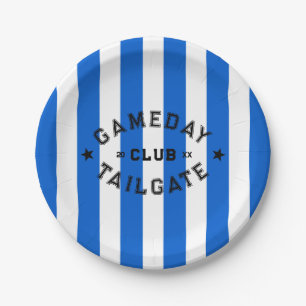 Gameday Tailgate Club Blue Stripe Custom Party Papieren Bordje