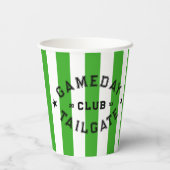 Gameday Tailgate Club Green Stripe Custom Party Papieren Bekers (Achterkant)