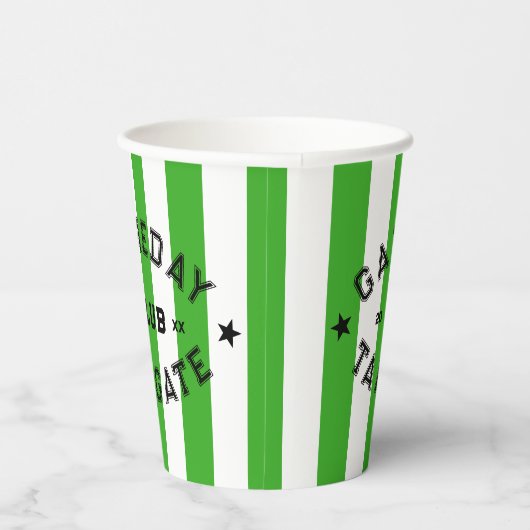 Gameday Tailgate Club Green Stripe Custom Party Papieren Bekers (Rechts)