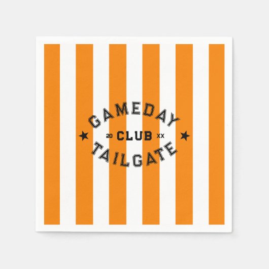 Gameday Tailgate Club Sinaasappel Stripe Custom Pa Servet (Voorkant)