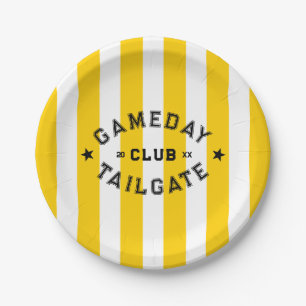 Gameday Tailgate Club Yellow Stripe Custom Party Papieren Bordje