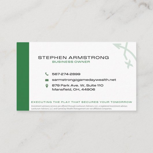 Gameday Wealth Management Business Card - White Visitekaartje (Achterkant)