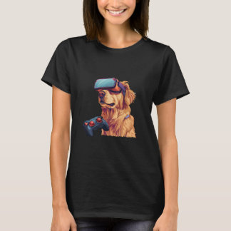Gamedieren- Golden Retriever speelt console V T-shirt
