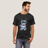 Gamedieren - Kat speelt consolevideogames T-shirt (Voorkant volledig)