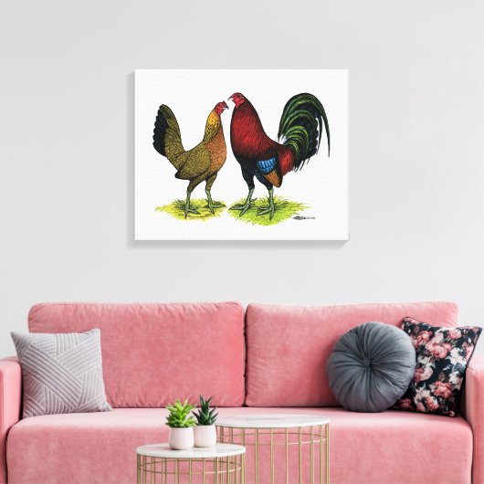 Gamefowl Pair Canvas Afdruk (Insitu (Woonkamer))