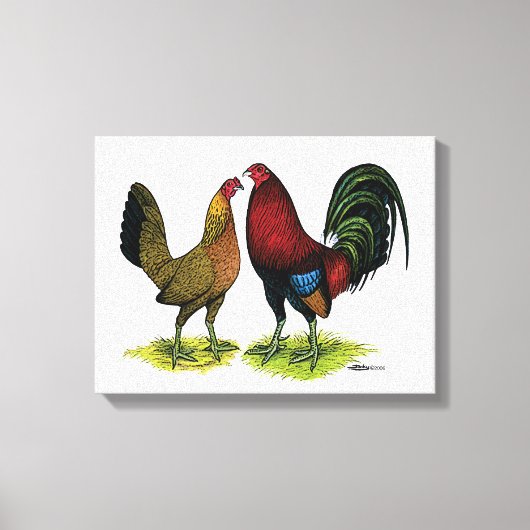 Gamefowl Pair Canvas Afdruk (Voorkant)