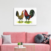Gamefowl Pair Canvas Afdruk (Insitu (Woonkamer))