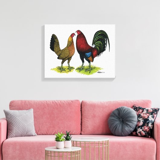 Gamefowl Pair Canvas Afdruk (Insitu (Woonkamer))