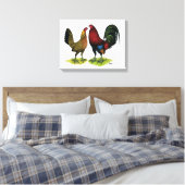 Gamefowl Pair Canvas Afdruk (Insitu (Slaapkamer))