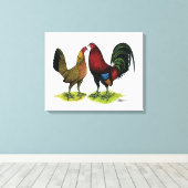 Gamefowl Pair Canvas Afdruk (Insitu (Houten vloer))