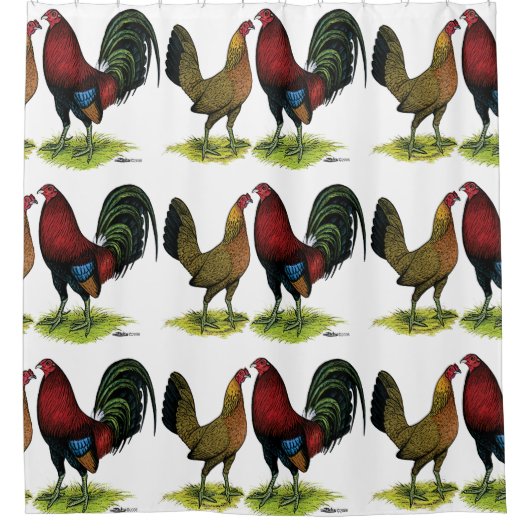 Gamefowl Pair Douchegordijn (Voorkant)