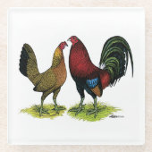 Gamefowl Pair Glazen Onderzetter (Voorkant)