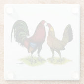 Gamefowl Pair Glazen Onderzetter (Achterkant)