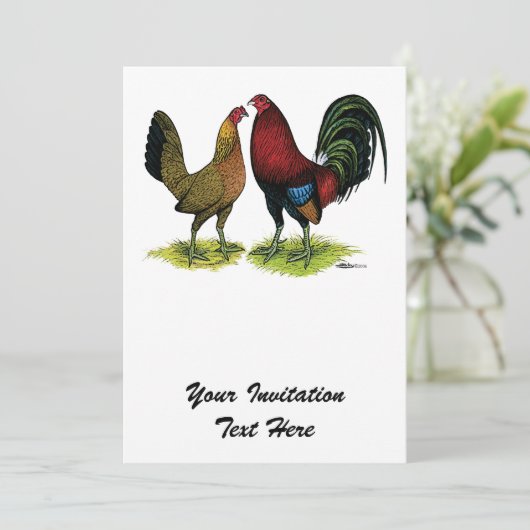 Gamefowl Pair Kaart (Staand voorkant)