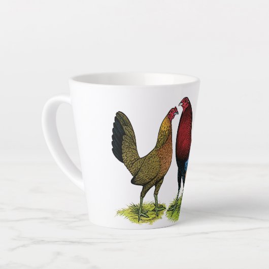 Gamefowl Pair Latte Mok (Linkerhoek)