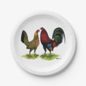 Gamefowl Pair Papieren Bordje (Voorkant)