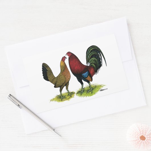 Gamefowl Pair Rechthoekige Sticker (Envelop)