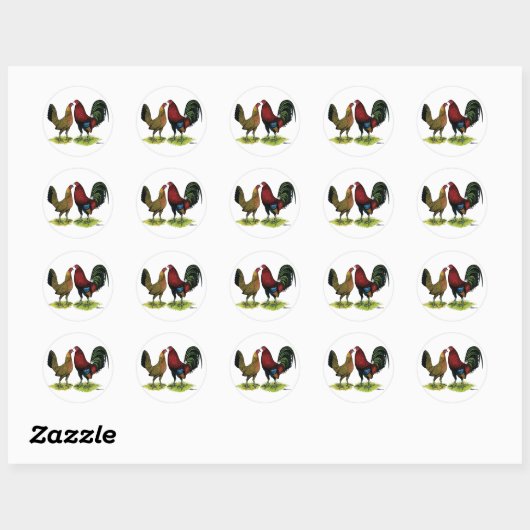 Gamefowl Pair Ronde Sticker (Vel)