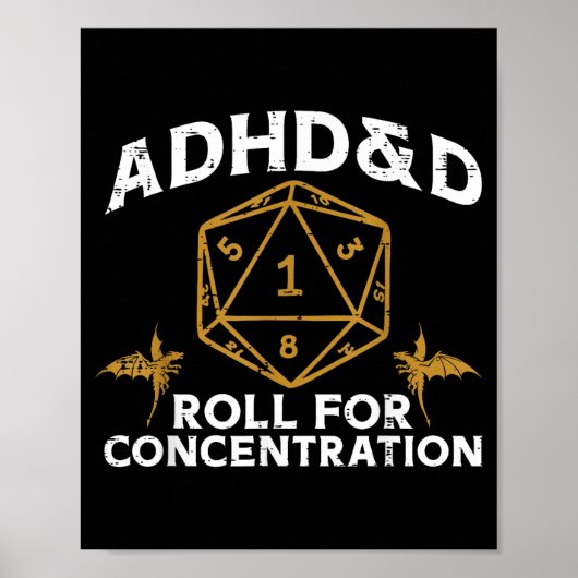 Gamen adhd en d grappige gamer mannen jongens kind poster (Voorkant)