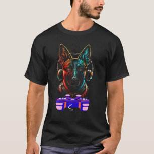 Gamen Belgische Malinoi hond speler videogame man T-shirt