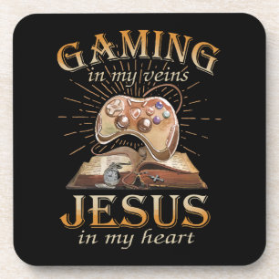 Gamen in mijn aderen Jezus in mijn hart Bier Onderzetter