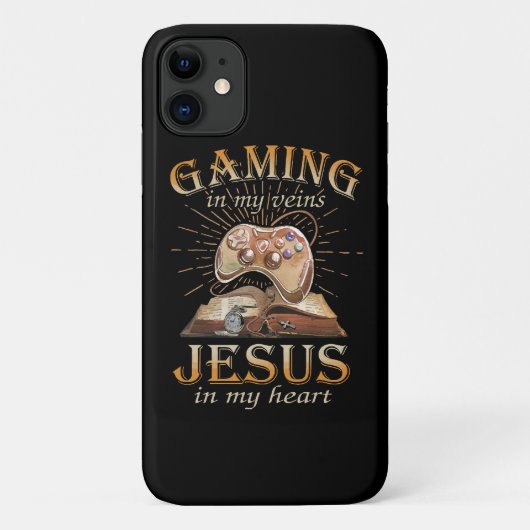 Gamen in mijn aderen Jezus in mijn hart Case-Mate iPhone Case (Achterkant)