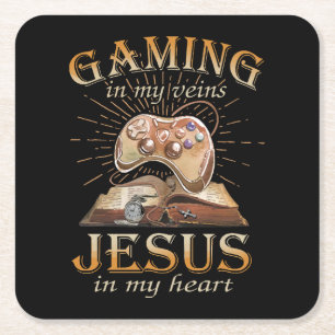 Gamen in mijn aderen Jezus in mijn hart Kartonnen Onderzetters