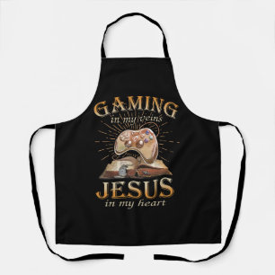 Gamen in mijn aderen Jezus in mijn hart Schort