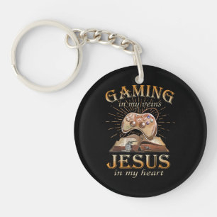 Gamen in mijn aderen Jezus in mijn hart Sleutelhanger