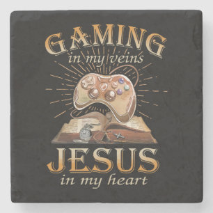 Gamen in mijn aderen Jezus in mijn hart Stenen Onderzetter