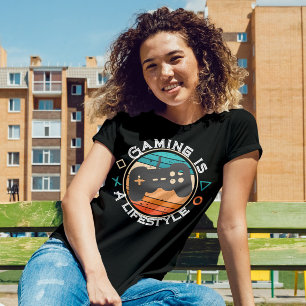 Gamen is een levensstijl retro Sunset Gamer T-shirt
