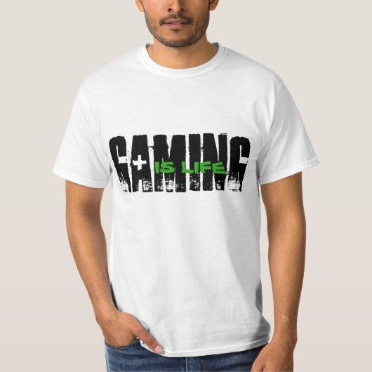 GAMEN IS LEVENSZWART EN GROEN T-SHIRT (Voorkant)