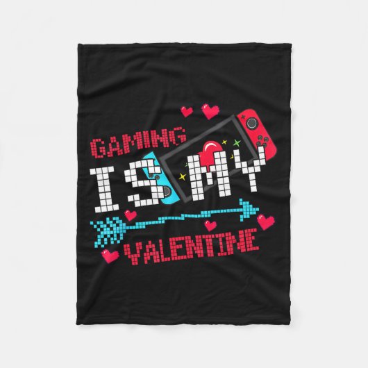 Gamen is valentijn grappige gamer liefde pixel ret fleece deken (Voorkant)