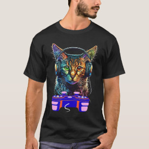 Gamen Somalische Kat Speler Dier Video Gamer Manne T-shirt