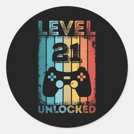 Gameniveau 21 21ste verjaardag ontgrendeld Gift Ga Ronde Sticker (Voorkant)