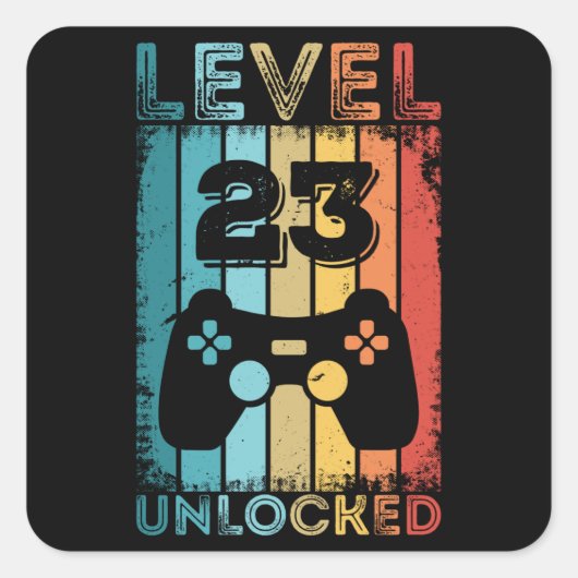 Gameniveau 23 ontgrendeld 23e verjaardag Gift Game Vierkante Sticker (Voorkant)