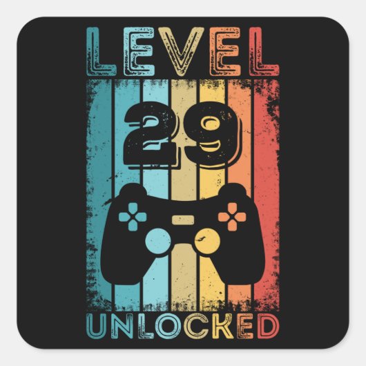 Gameniveau 29 ontgrendeld 29e verjaardag Gift Game Vierkante Sticker (Voorkant)